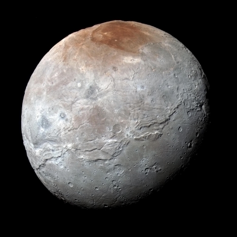 Image of Pluto's largest moon, Charon, as observed by New Horizons