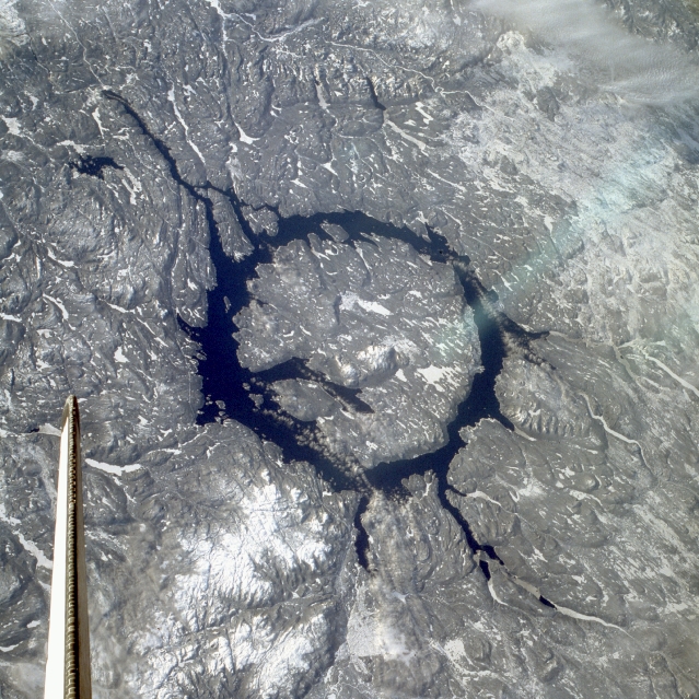 Space Shuttle STS-9 image of Manicouagan Crater, Quebec, Canada