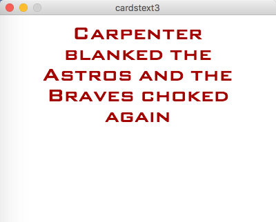 screenshot of output from example 5.2. Red words on a white background.