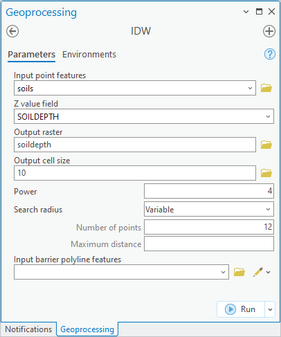 Screenshot of the IDW window