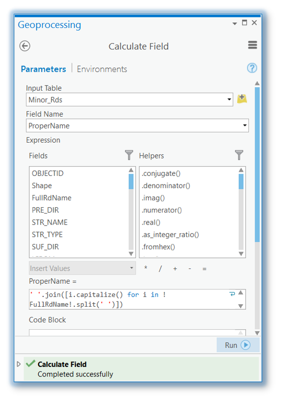 Screenshot of the Calculate Field Parameters window as described above.