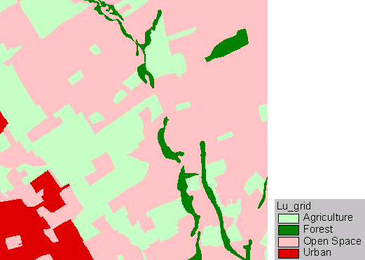 Landuse: agriculture, forest, open space, and urban.