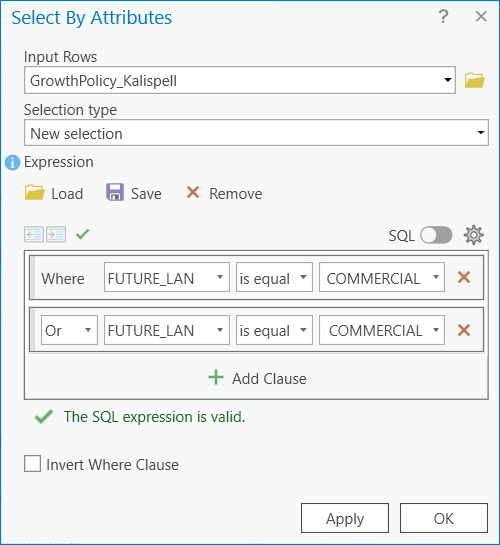 selecting the commercial areas