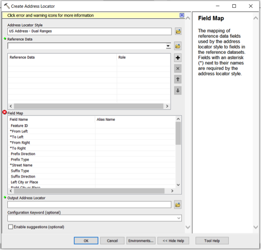 Create Address Locator, image described in text above.