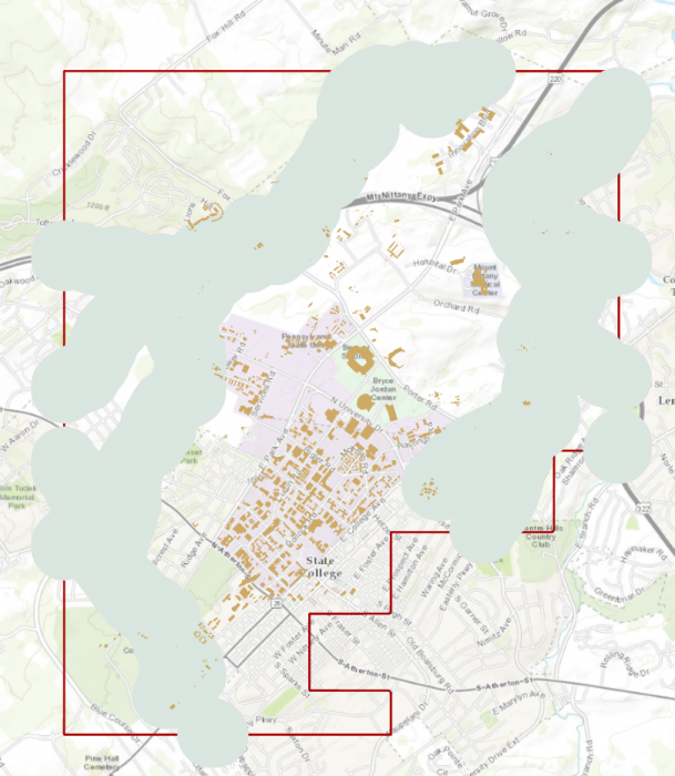 1.4 Buffer the Floodways and Examine Potential Flood Extent | GEOG 497 ...