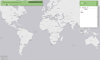 screen capture of the ESRI pin map.