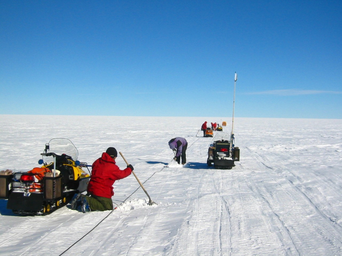 Penn State scientists conducting a seismic experiment in Antarctica.