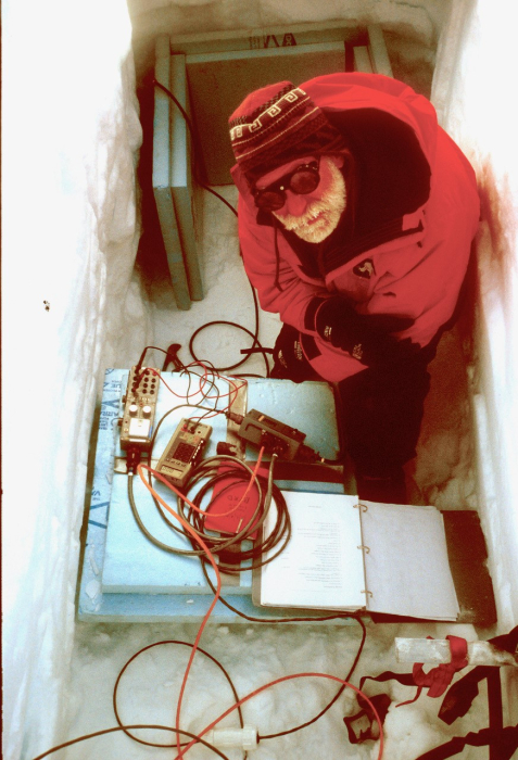 Penn State’s Don Voigt installing a seismometer in Antarctica