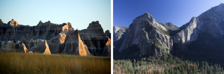 left - badlands, right - Yosemite