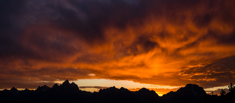 A sunset over the Grand Tetons