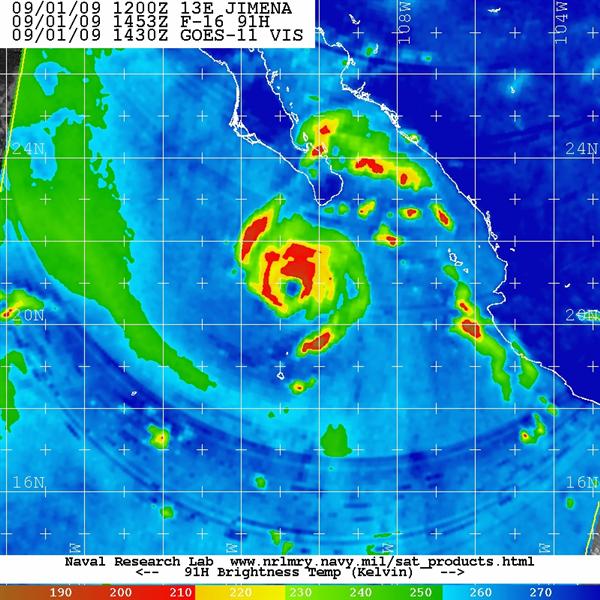 91 GHz image of Hurricane Jimena at 15Z on September 1, 2009.