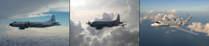 Two NOAA P-3 Aircraft and the Gulfstream-IV used by the NOAA Hurricane Hunters