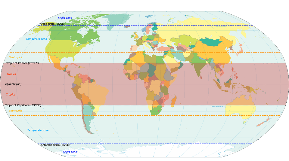 world map tropic of capricorn