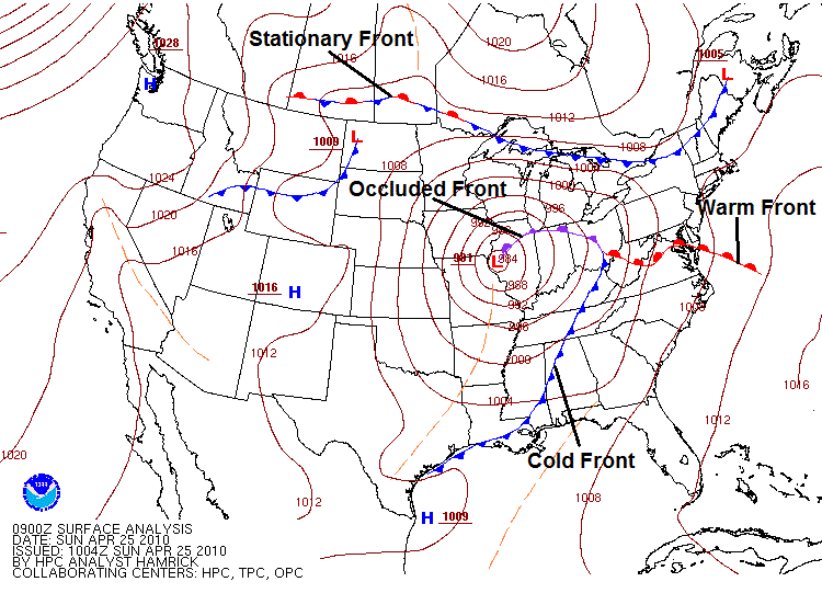warm front on a weather map Types Of Fronts Meteo 3 Introductory Meteorology warm front on a weather map