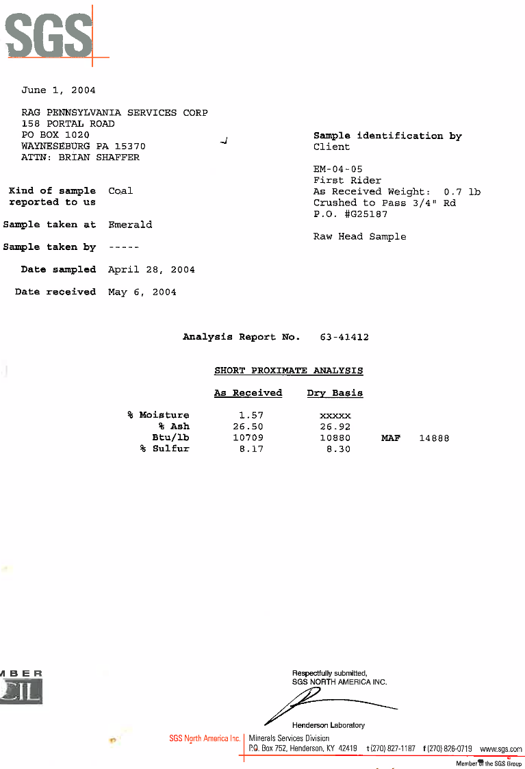 example of analytical results